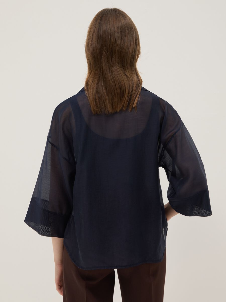 Blue long-sleeve viscose-blend blouse, regular fit_3