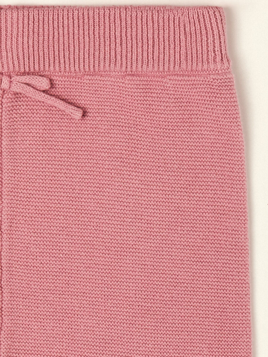 Pink pure cotton knit set with top and trousers_2
