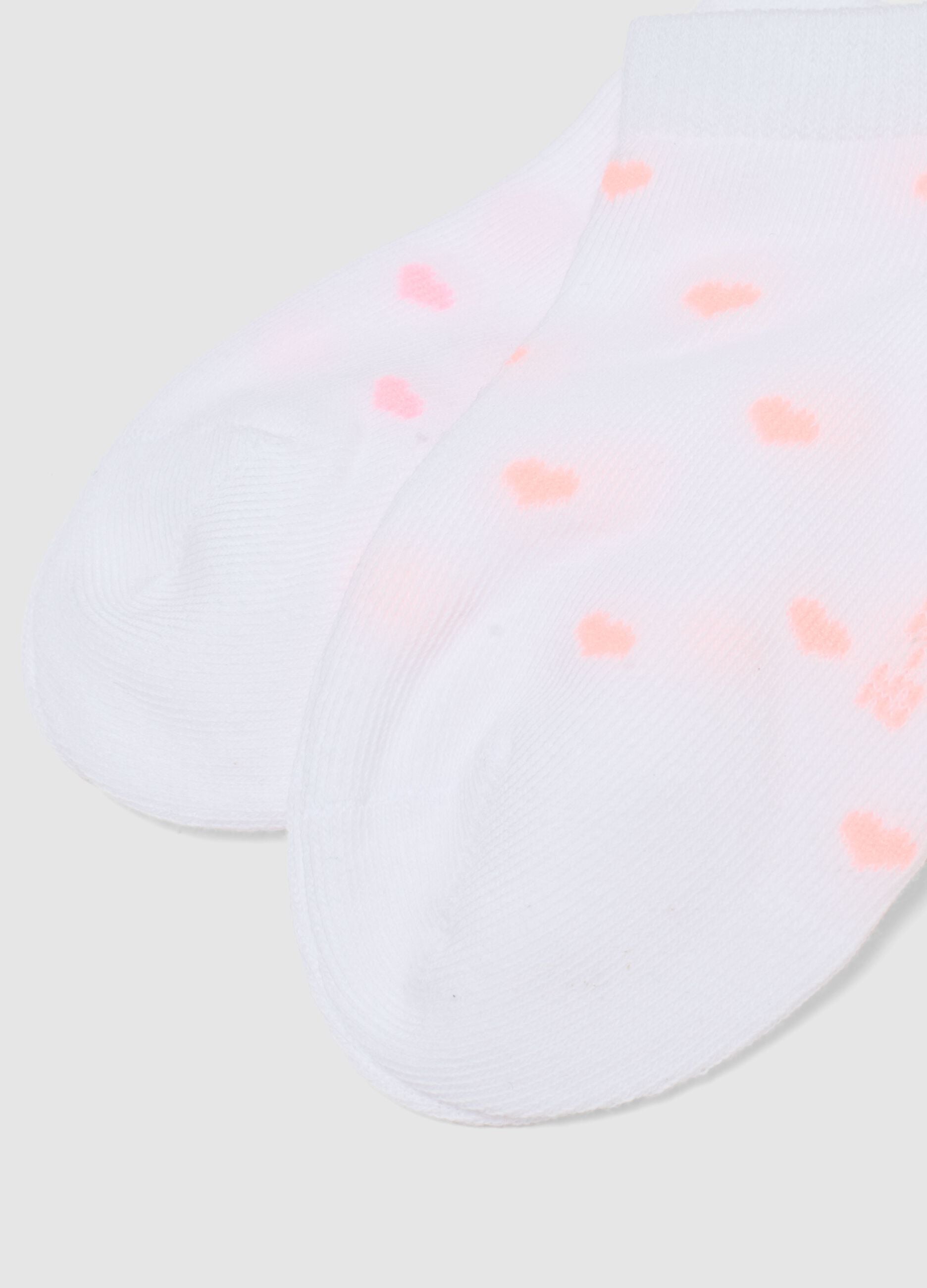 Multipack of multicoloured cotton blend socks for girls with hearts