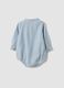 Blue striped pure cotton baby bodysuit with mandarin collar_1