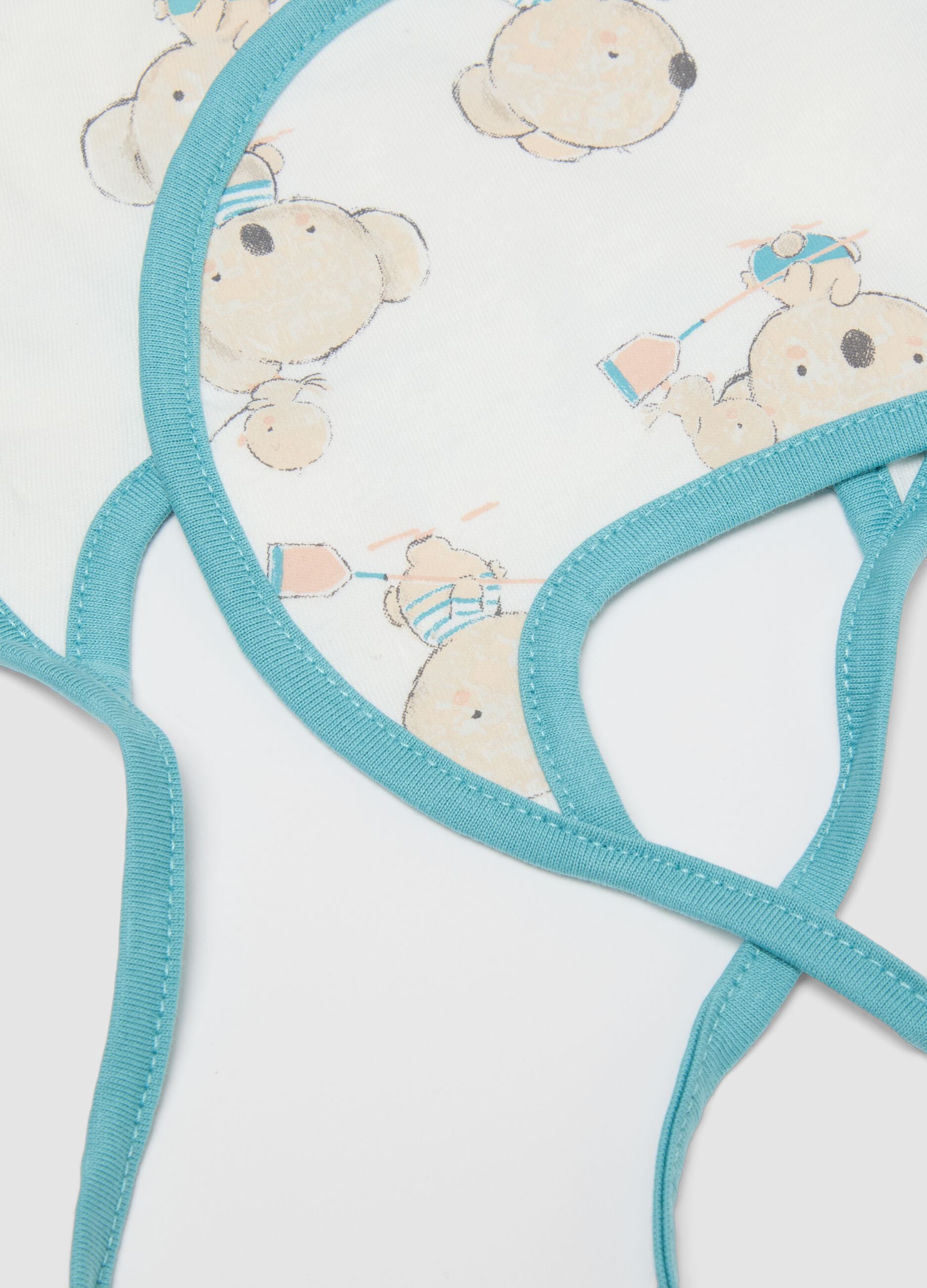 Twin pack of multicolour newborn bibs in pure cotton with ties