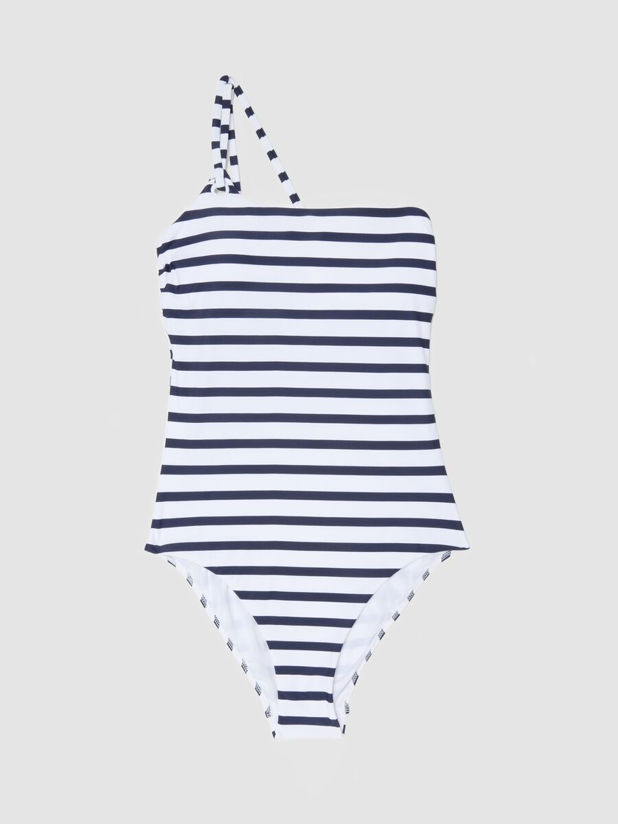 Blue striped stretch fabric swimsuit_4