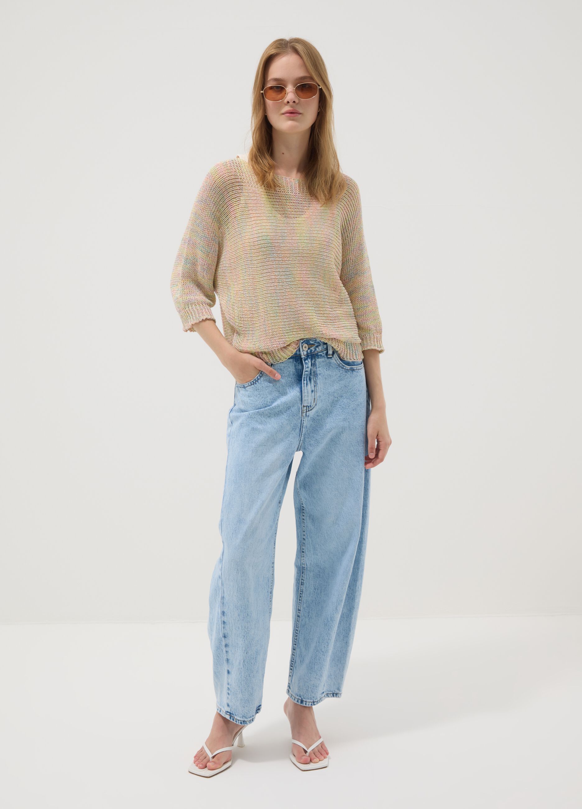 Multicolour viscose-blend jumper