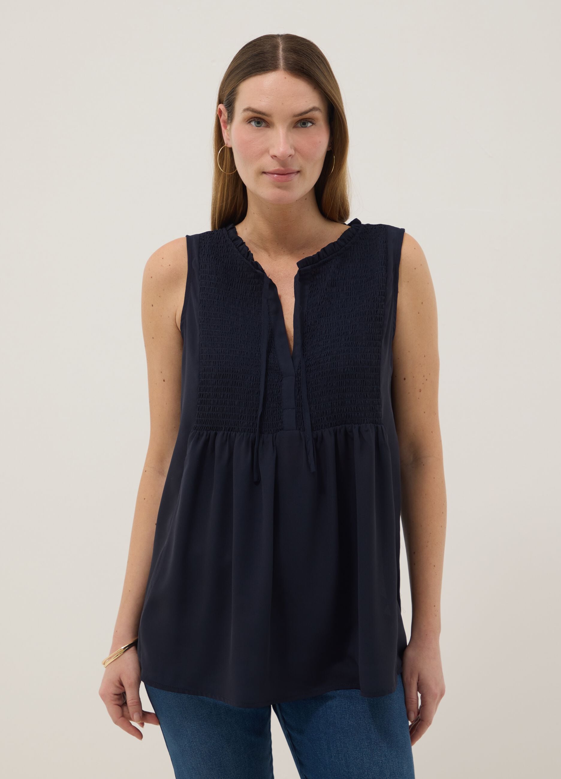 Blue maternity blouse in lightweight fabric