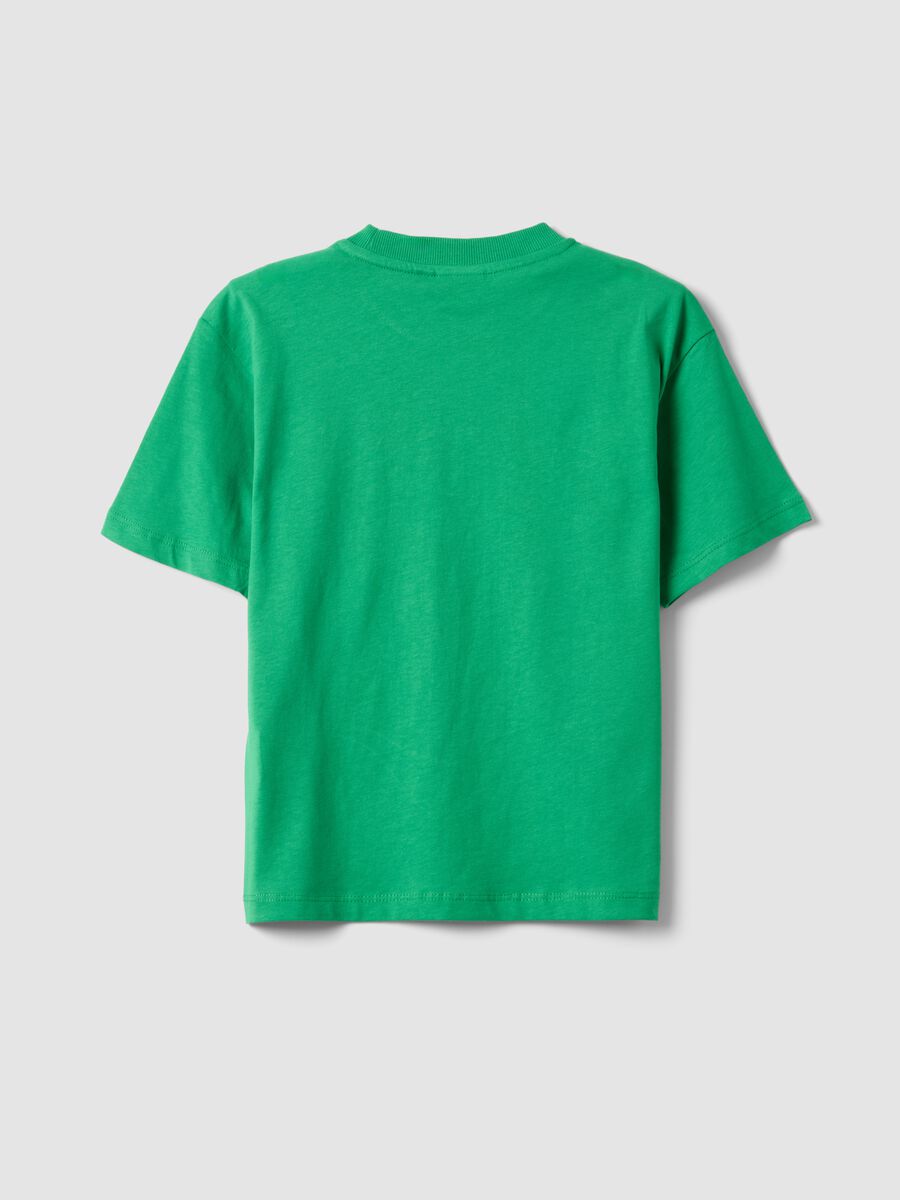 T-shirt verde in puro cotone da bambino con stampe Minecraft_1