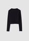 Black organic stretch-cotton T-shirt with ribbed neckline_5