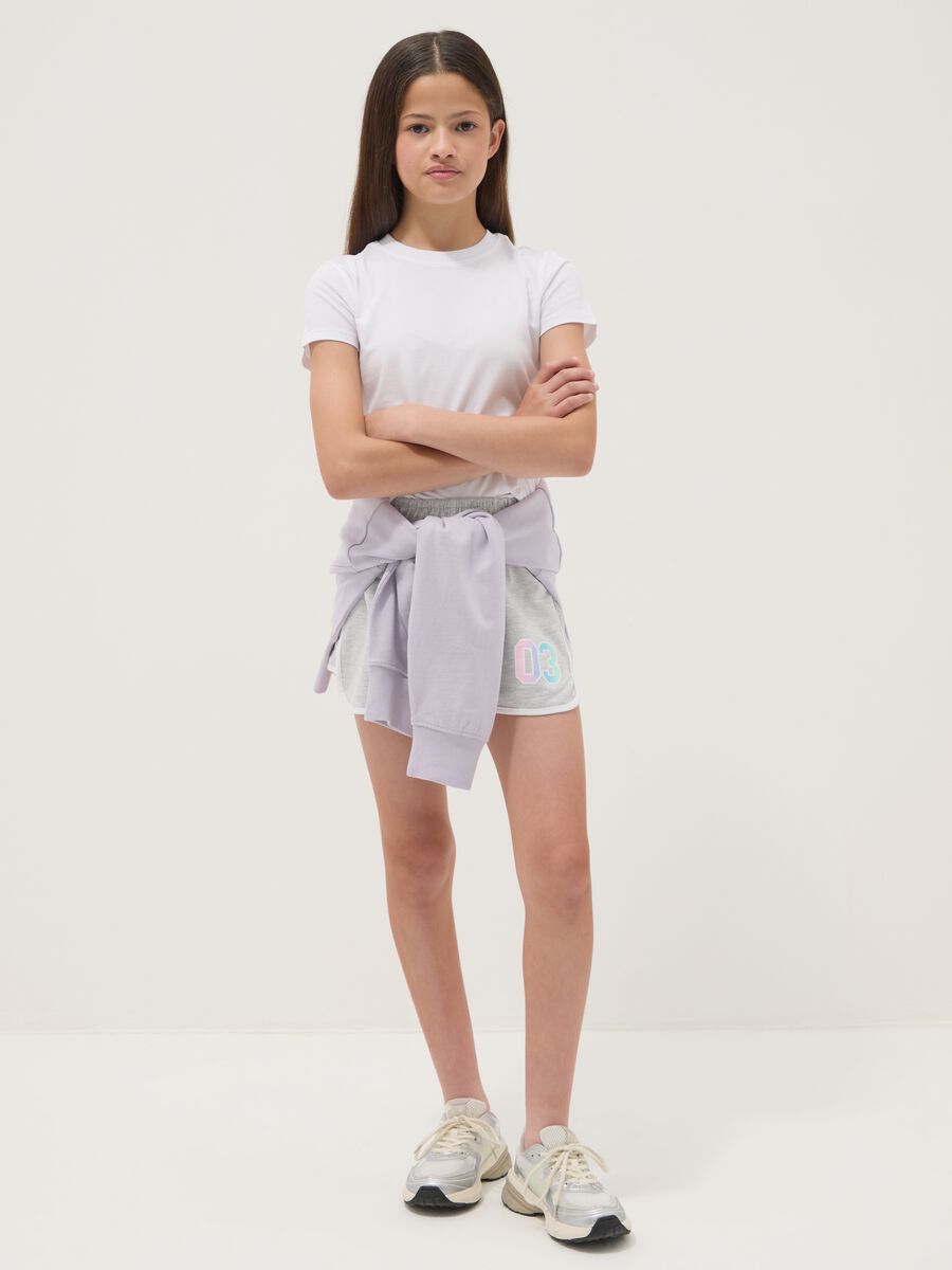 Shorts grigi in misto cotone con vita elasticizzata per ragazza comfort fit_0