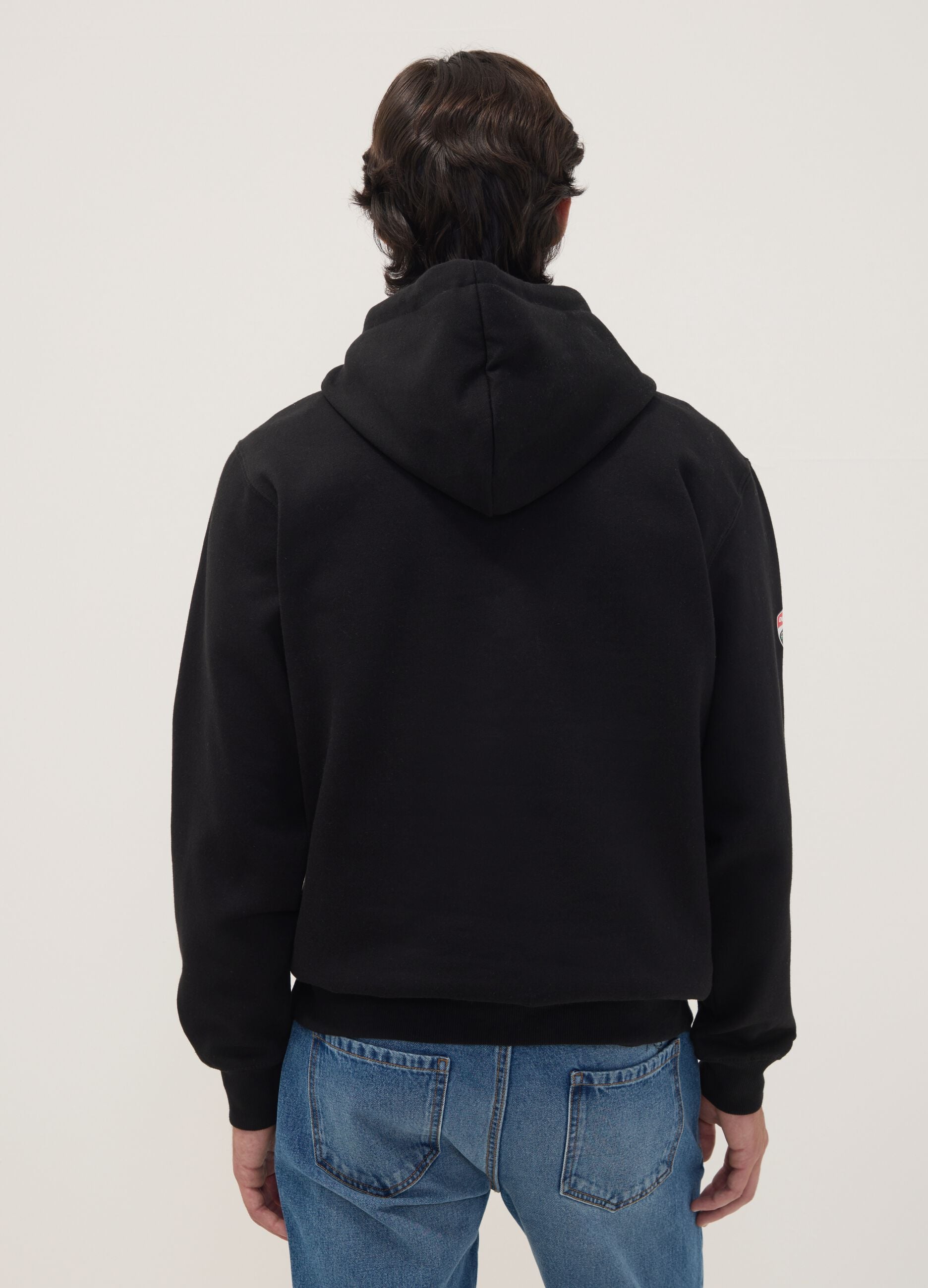 Black cotton-blend hoodie with Ducati print, relaxed fit