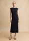 Sleeveless blue viscose blend slim fit dress with zip_1