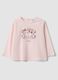 Pink long-sleeve organic cotton printed T-shirt for baby girl_0