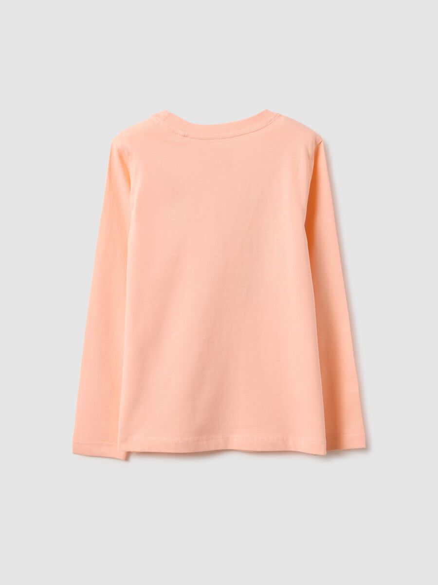 Girls' pink pure cotton T-shirt regular fit with prints_1