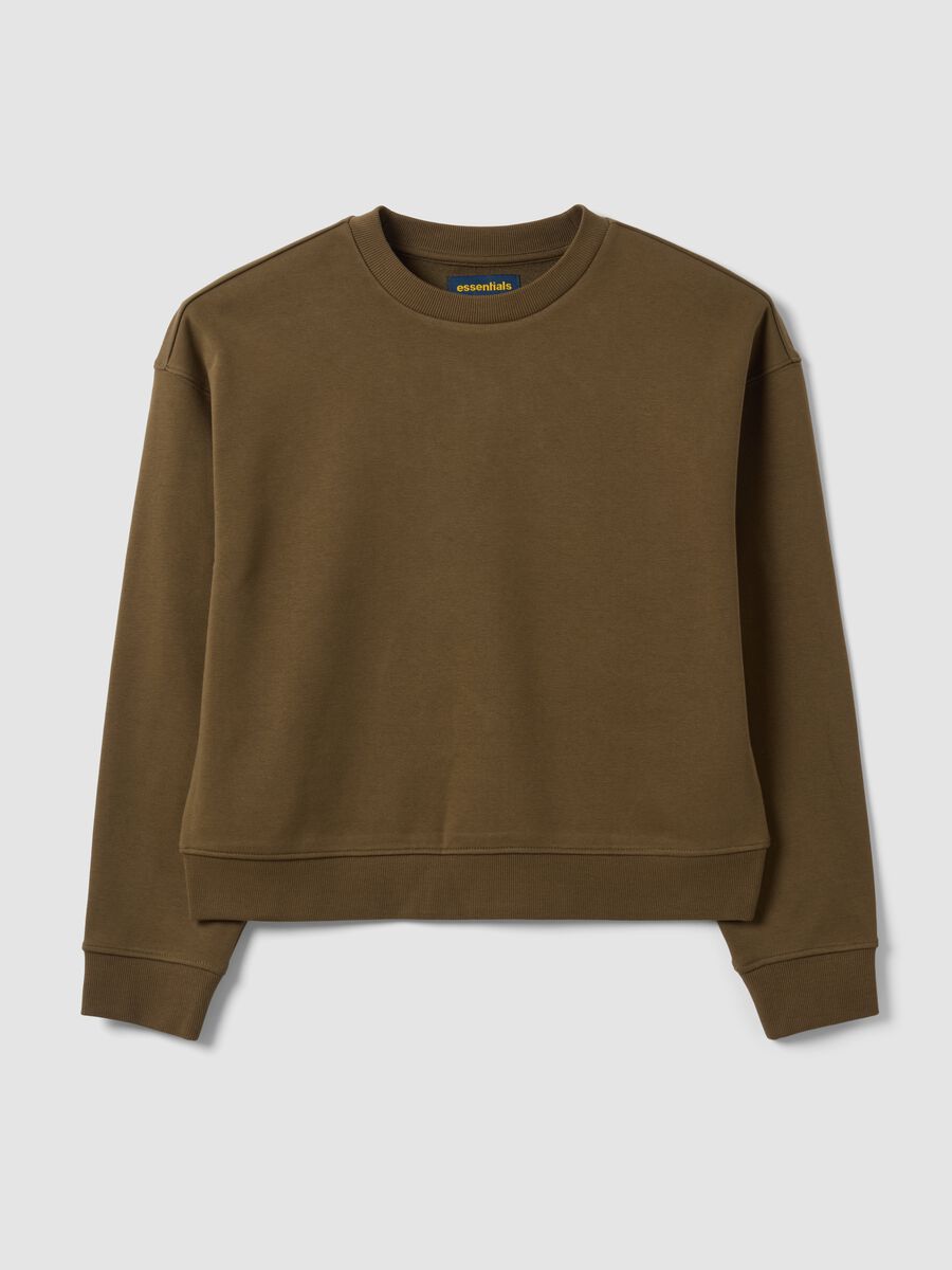 Felpa verde in misto cotone a girocollo regular fit_0