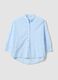 Light Blue Broderie Cotton Shirt with Mandarin Collar, Regular Fit_4