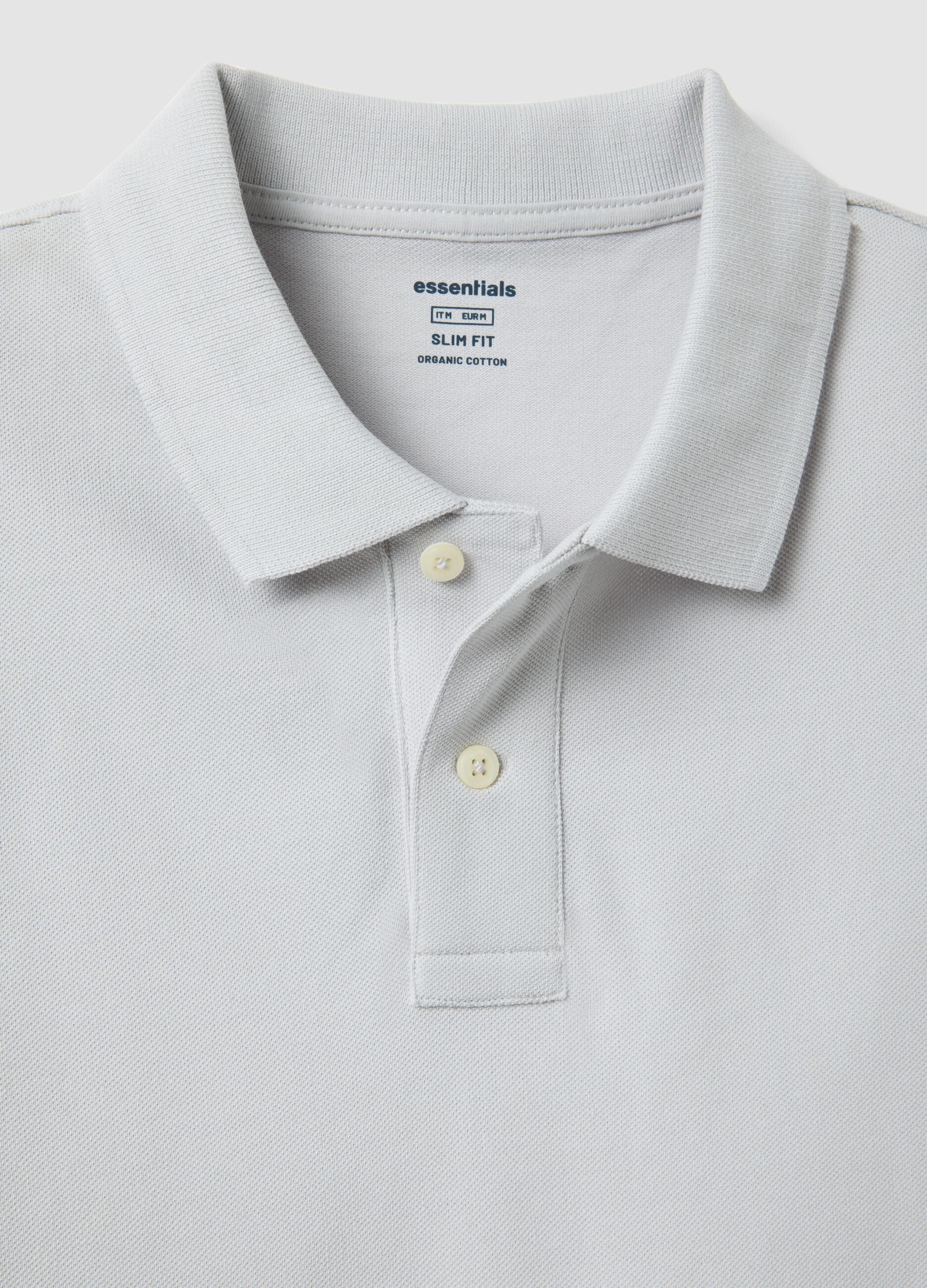 Grey slim fit short sleeve pure cotton polo