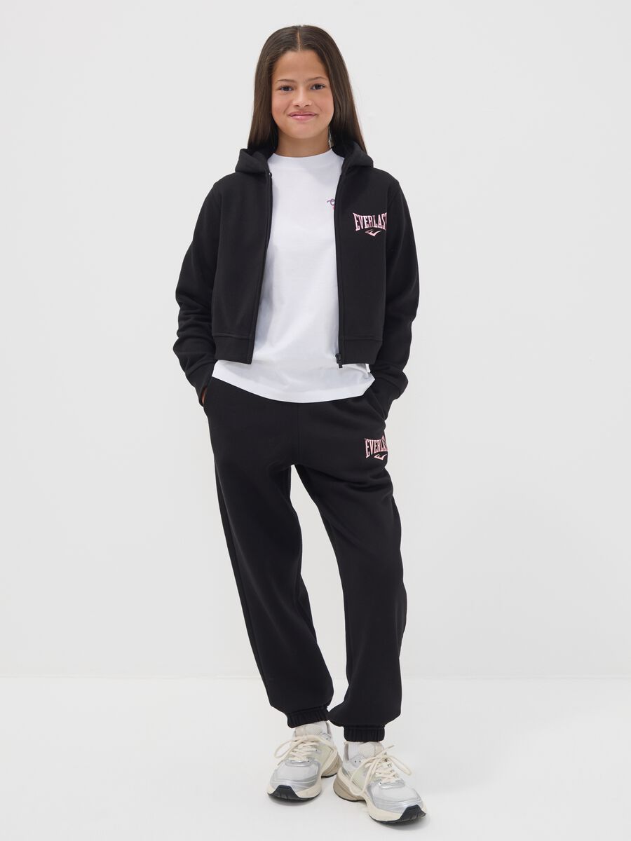 Black cotton-blend girls&rsquo; joggers, regular fit_0