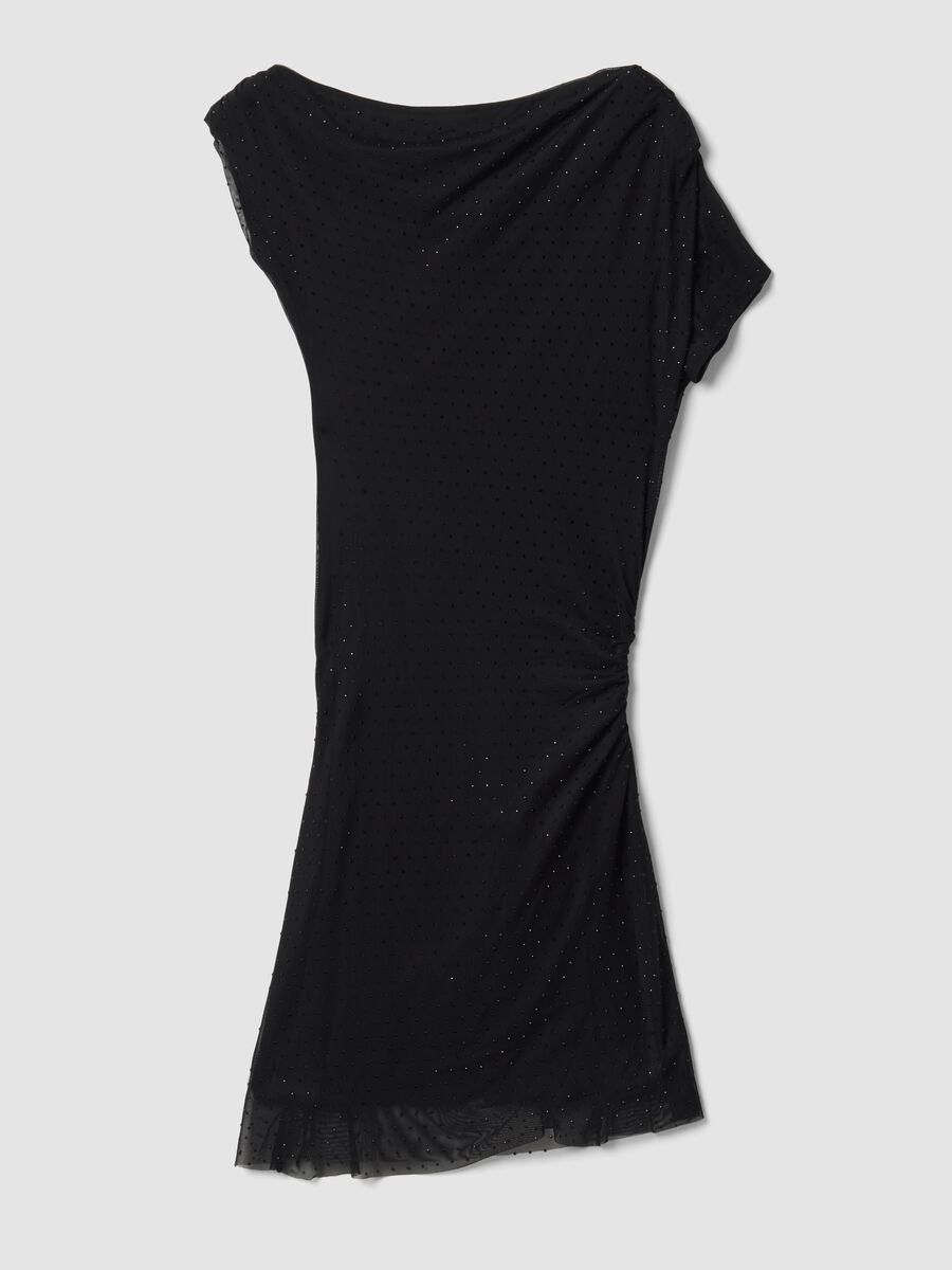 Black stretch dress with draped detail, regular fit_6