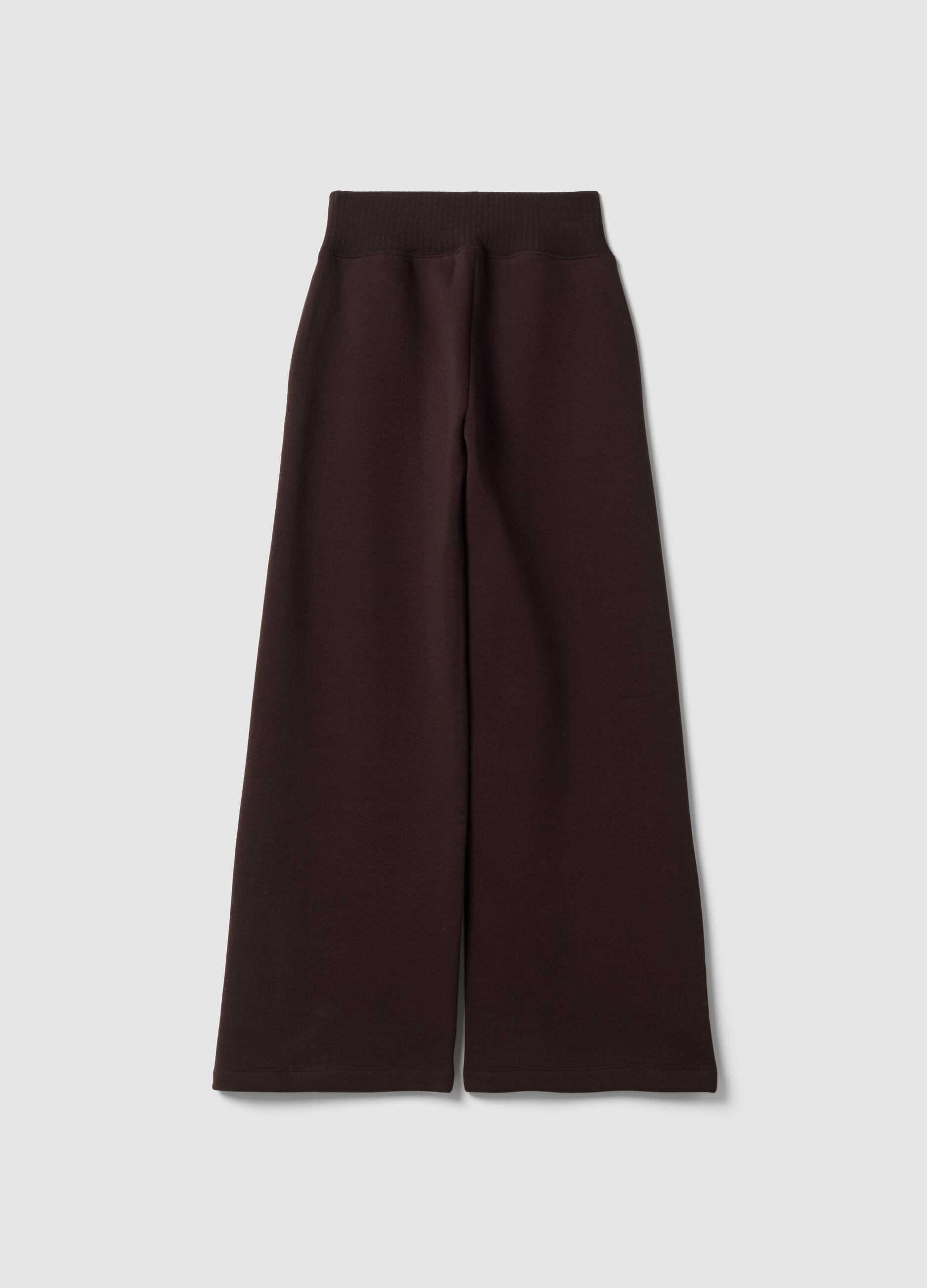 Brown fleece cotton-blend straight-fit trousers