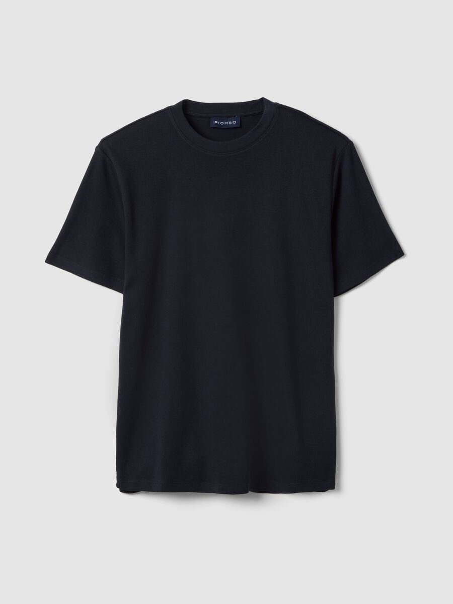 T-shirt girocollo in puro cotone nera regular fit_4