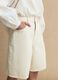 White cotton denim wide leg shorts_3