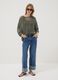 Green open-knit floral regular-fit top_1