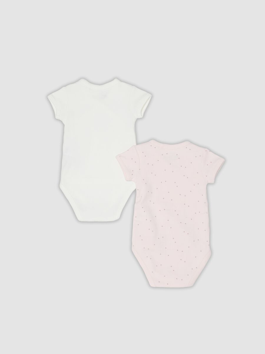 Two-pack of pink and white organic cotton short-sleeve bodysuits for baby girls_1