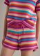 Multicolour striped pure cotton crochet shorts_3