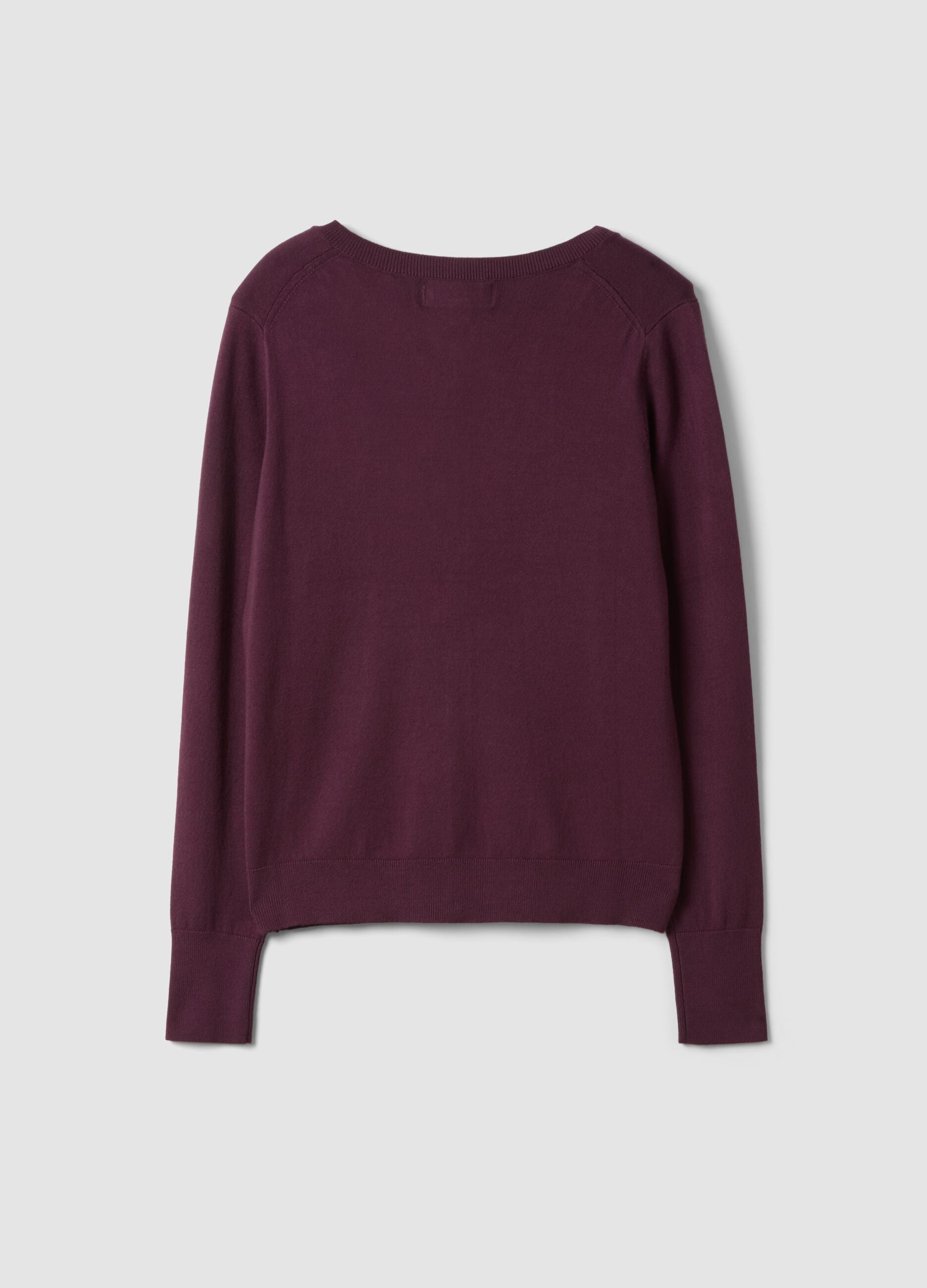 Purple viscose-blend crew-neck cardigan, regular fit