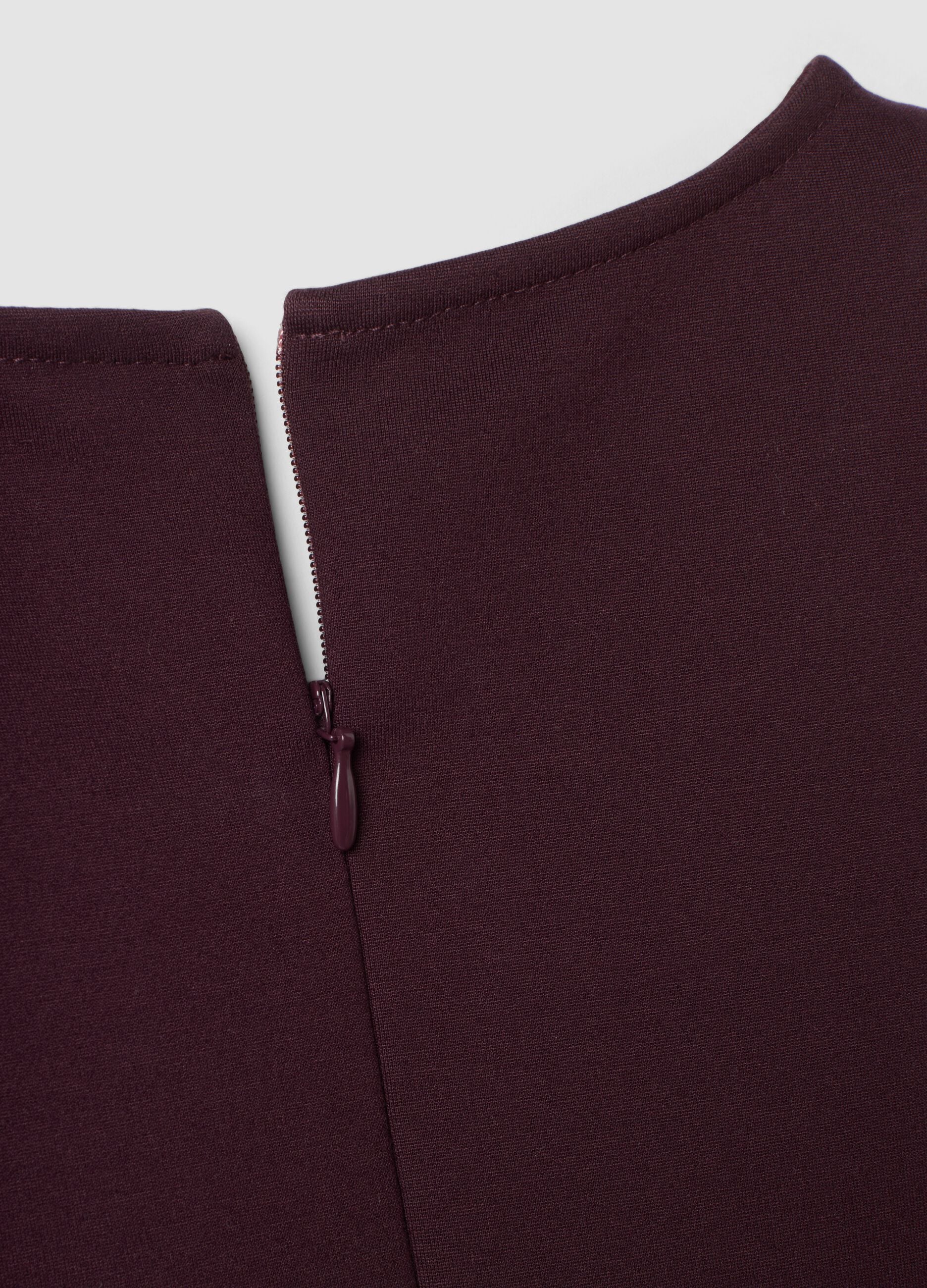 Burgundy sleeveless Milano stitch stretch viscose straight-fit dress
