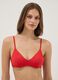 Red triangle bikini top in stretch fabric_0