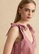 Pink stretch-cotton blouse with tie shoulder straps_0