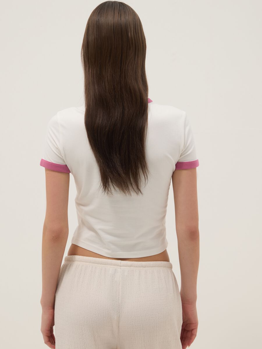 White regular-fit stretch cotton T-shirt with print_3