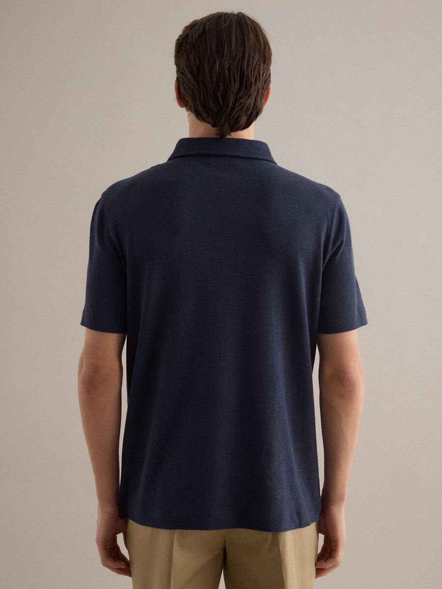 Blue linen and cotton blend polo regular fit_3