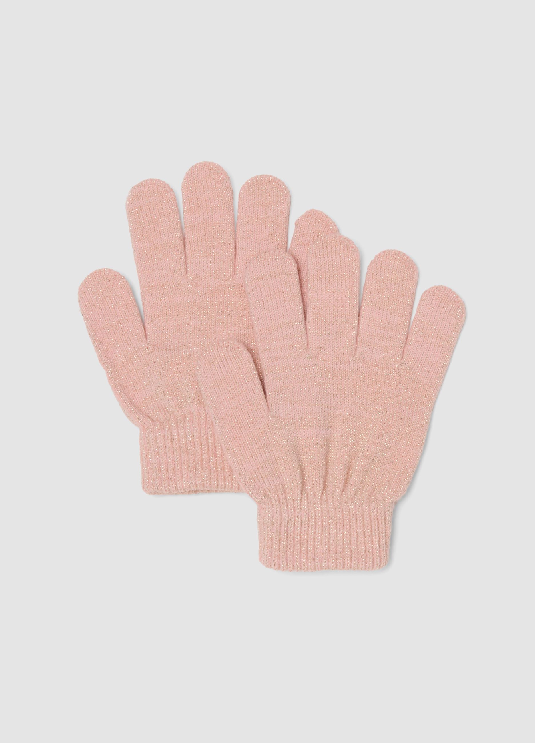 Pink Stretch-Fabric Gloves