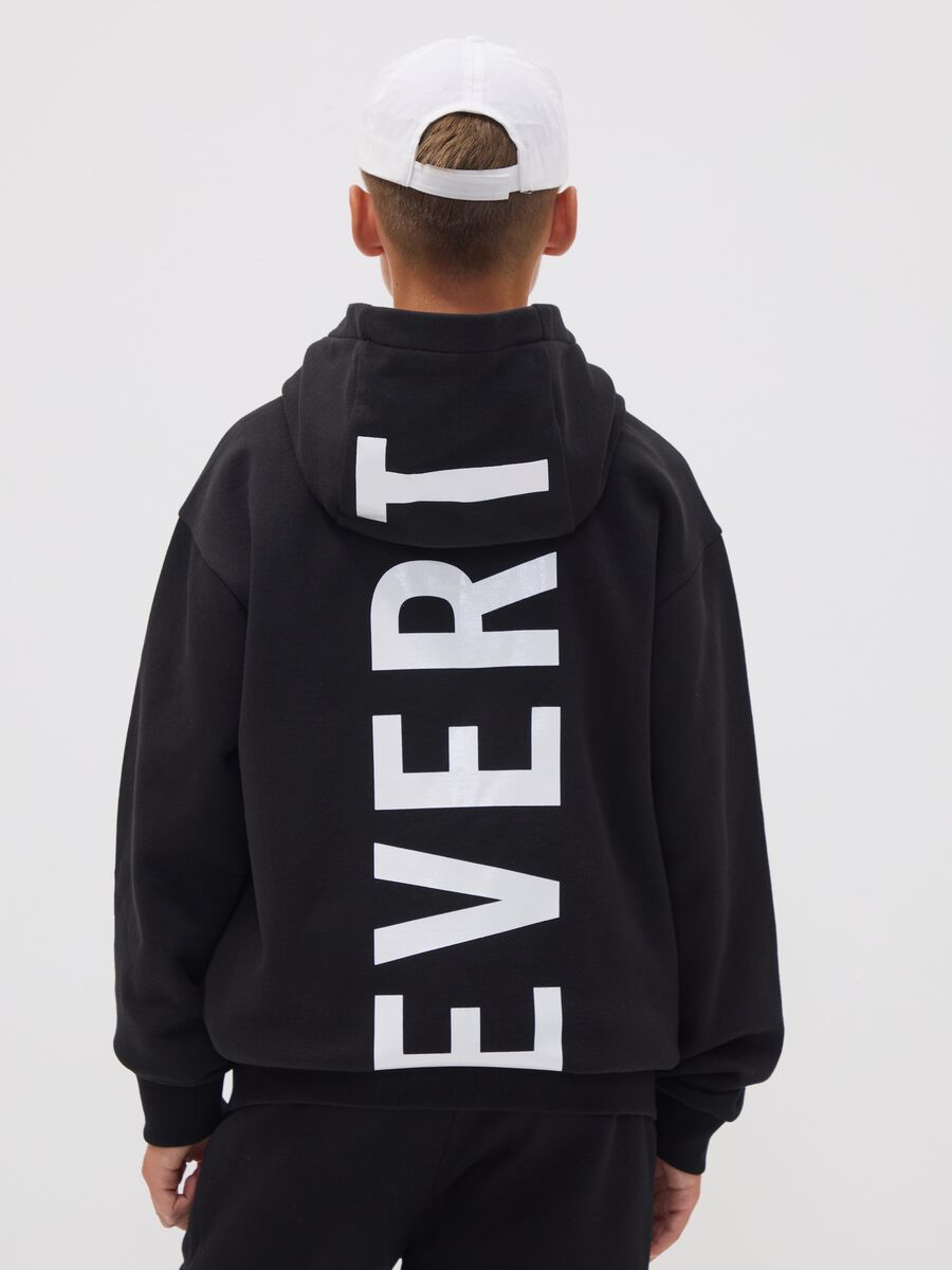 Black cotton-blend hooded zip hoodie_1