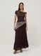 Brown stretch viscose T-shirt with Bardot neckline_1