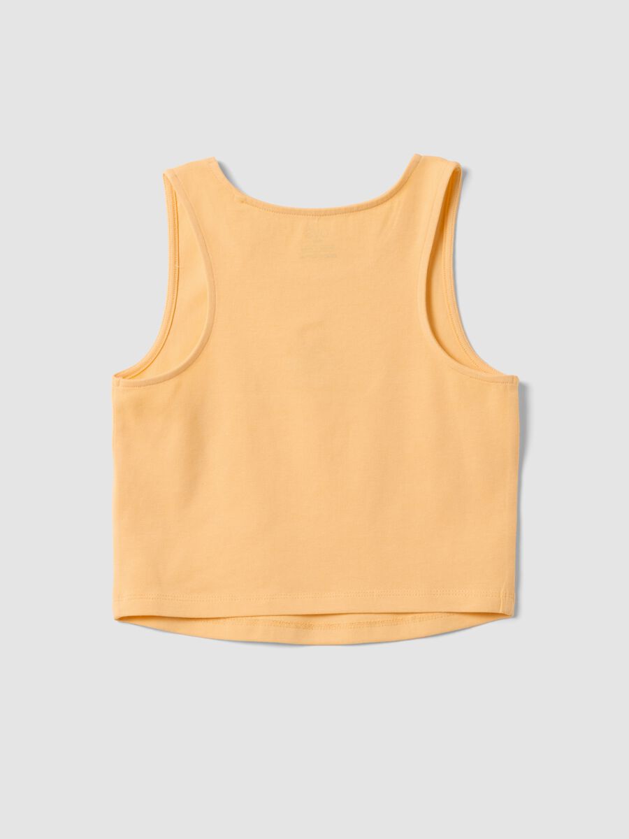 Canotta fitted arancione in cotone elasticizzato da ragazza con ricamo_4