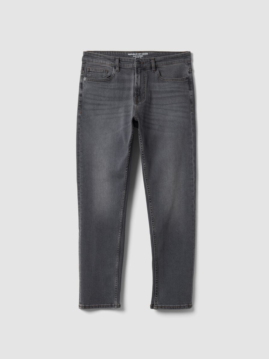 Grey slim-fit stretch cotton jeans_4