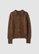 Brown wool-blend cardigan with polo collar_4