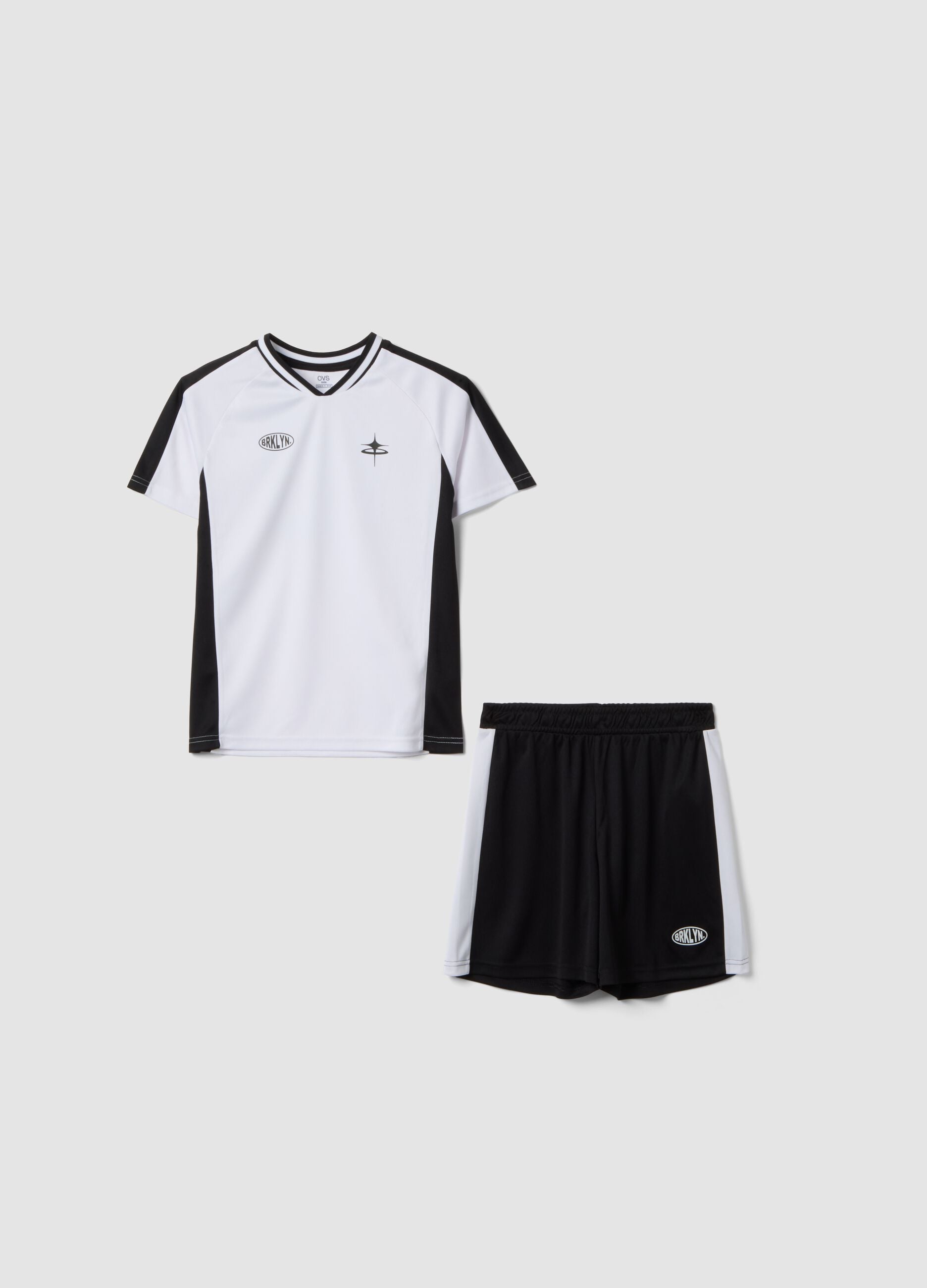 Black and white set with T-shirt and shorts