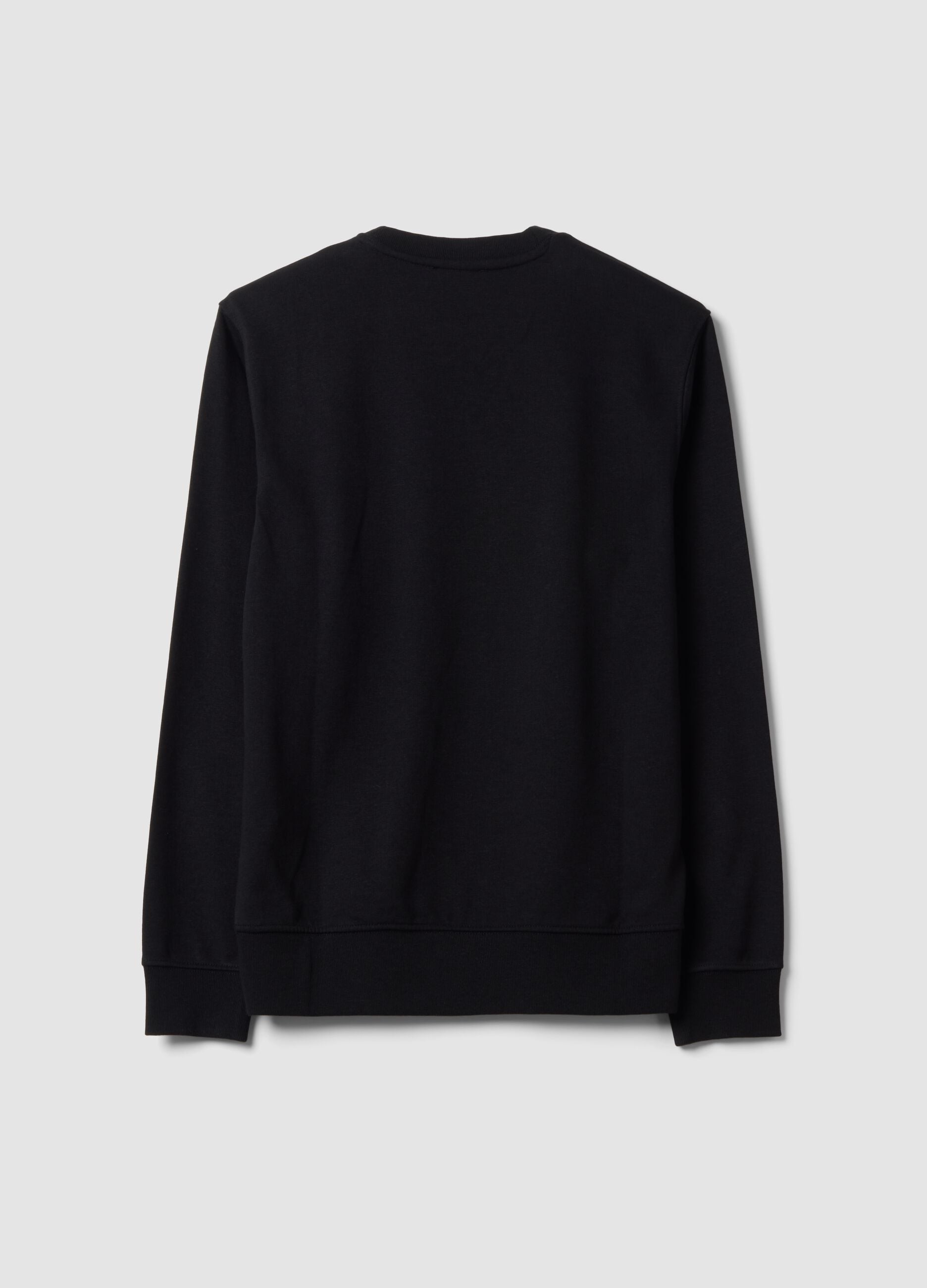 Black crew-neck sweatshirt in cotton blend, regular fit