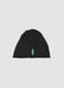 Black stretch cotton beanie hat with Minecraft embroidery for boys_1