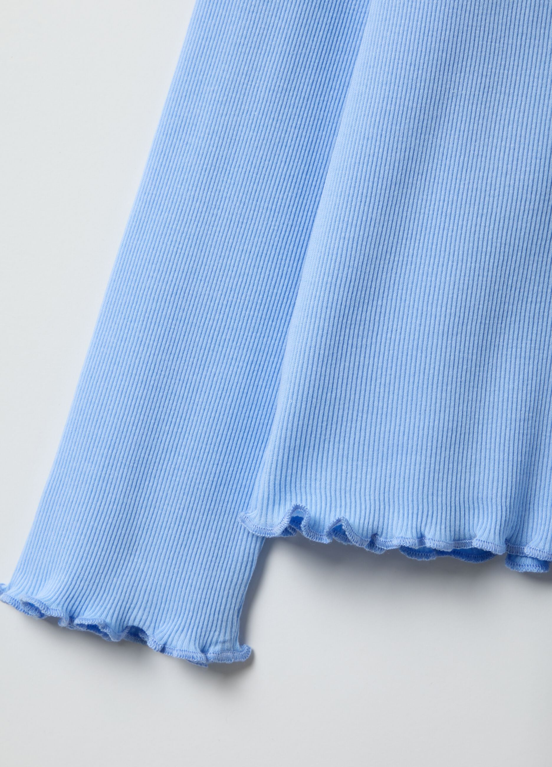 Pure cotton light blue regular fit pyjama top with Henley collar