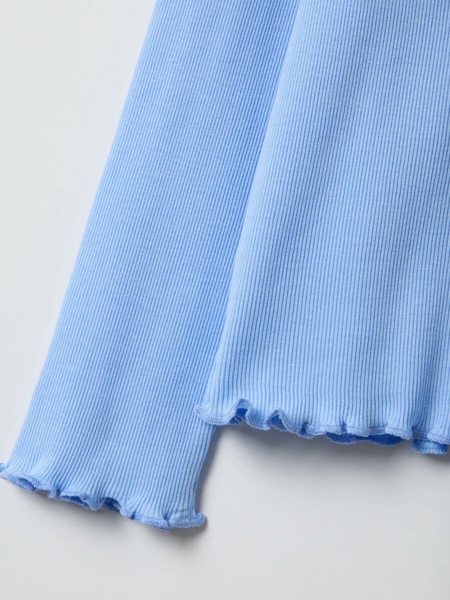 Maglia pigiama in puro cotone azzurra regular fit con collo serafino_5