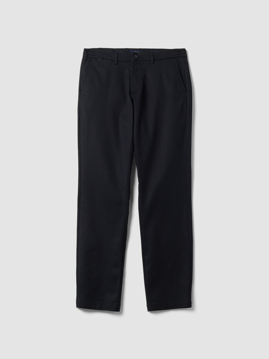 Black slim-fit chino trousers in lyocell and stretch cotton_4