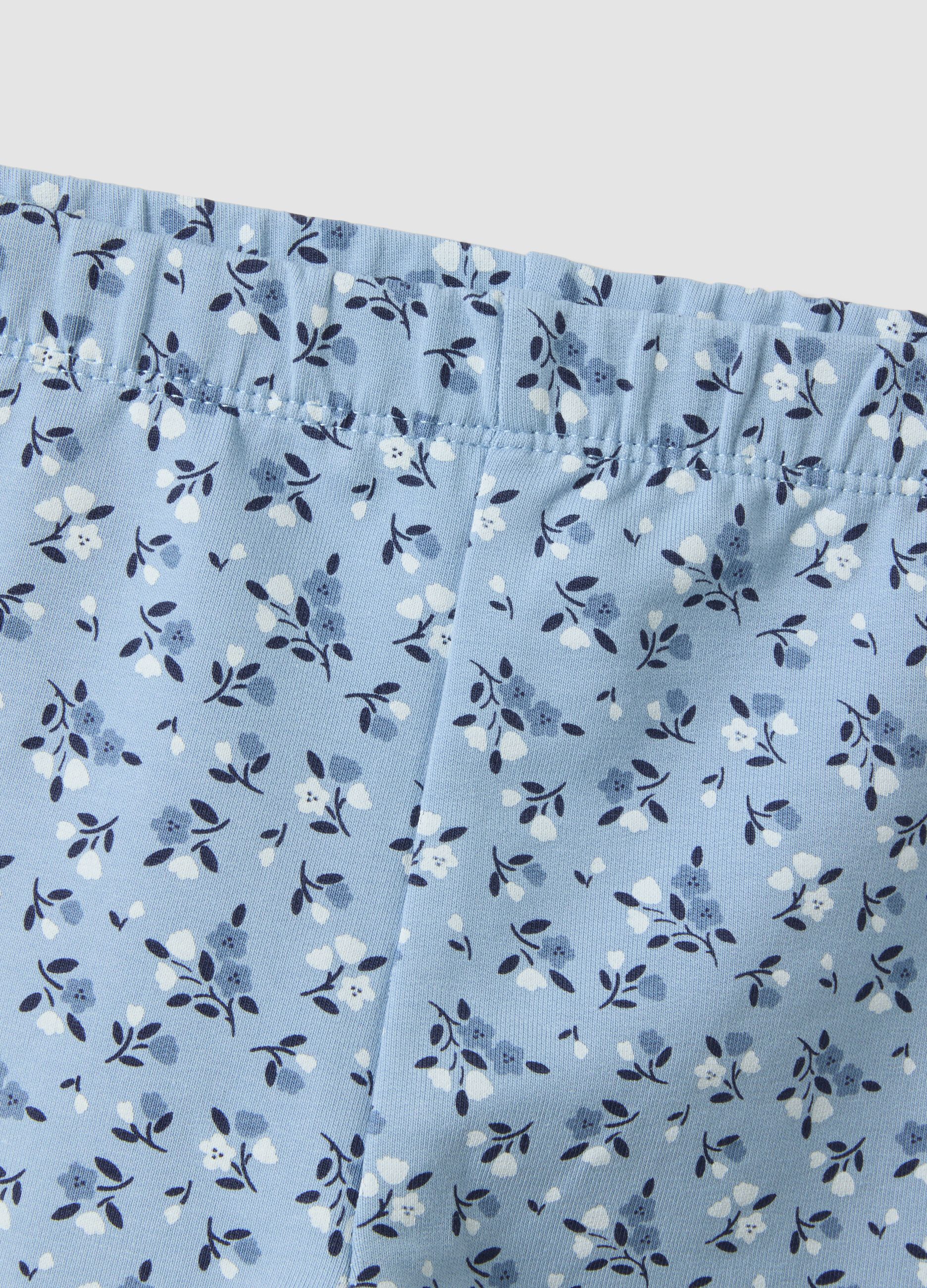 Blue stretch cotton set with crew neck