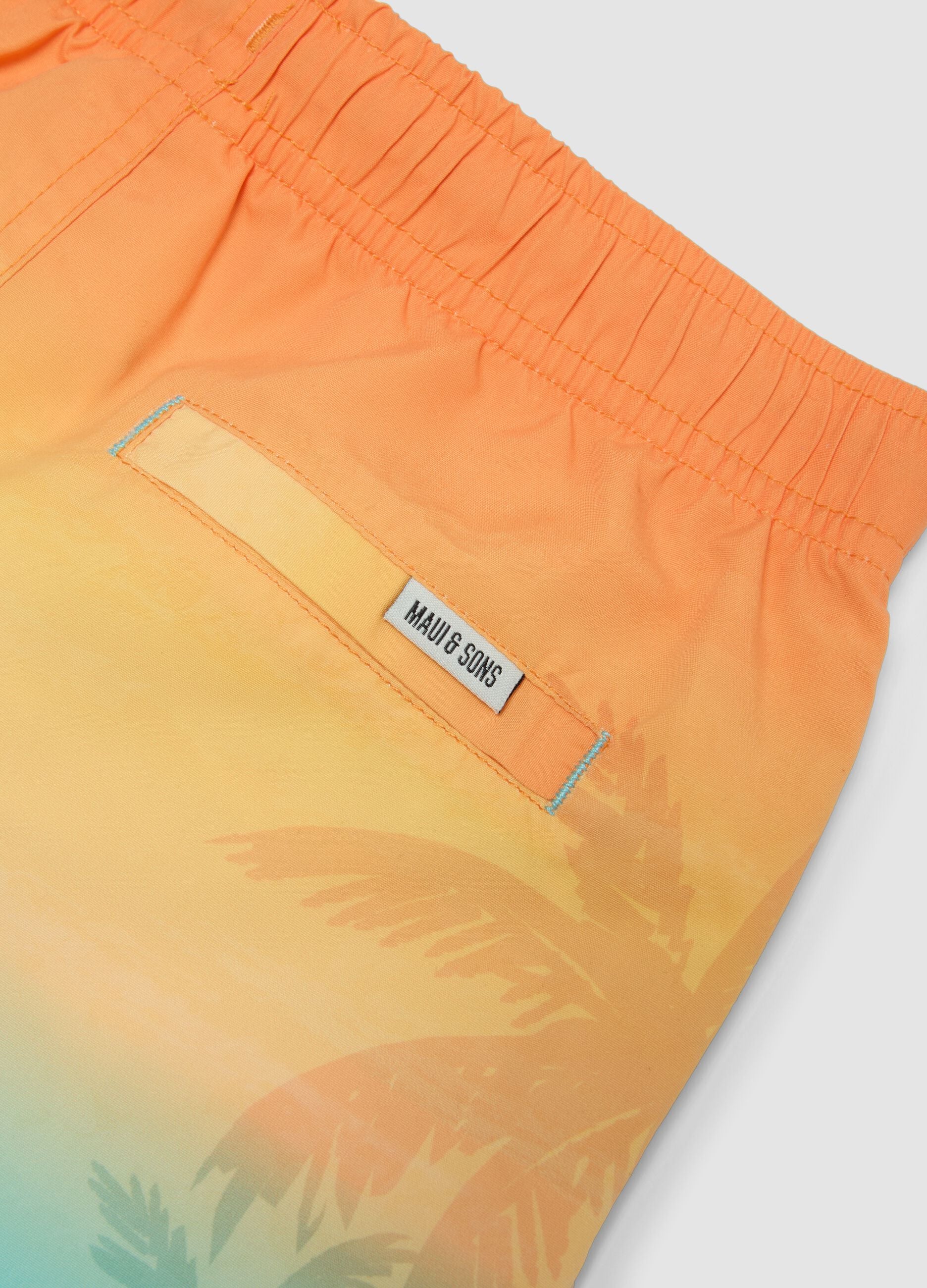 Boys&rsquo; multicolour ombr&eacute; swim shorts with tropical print