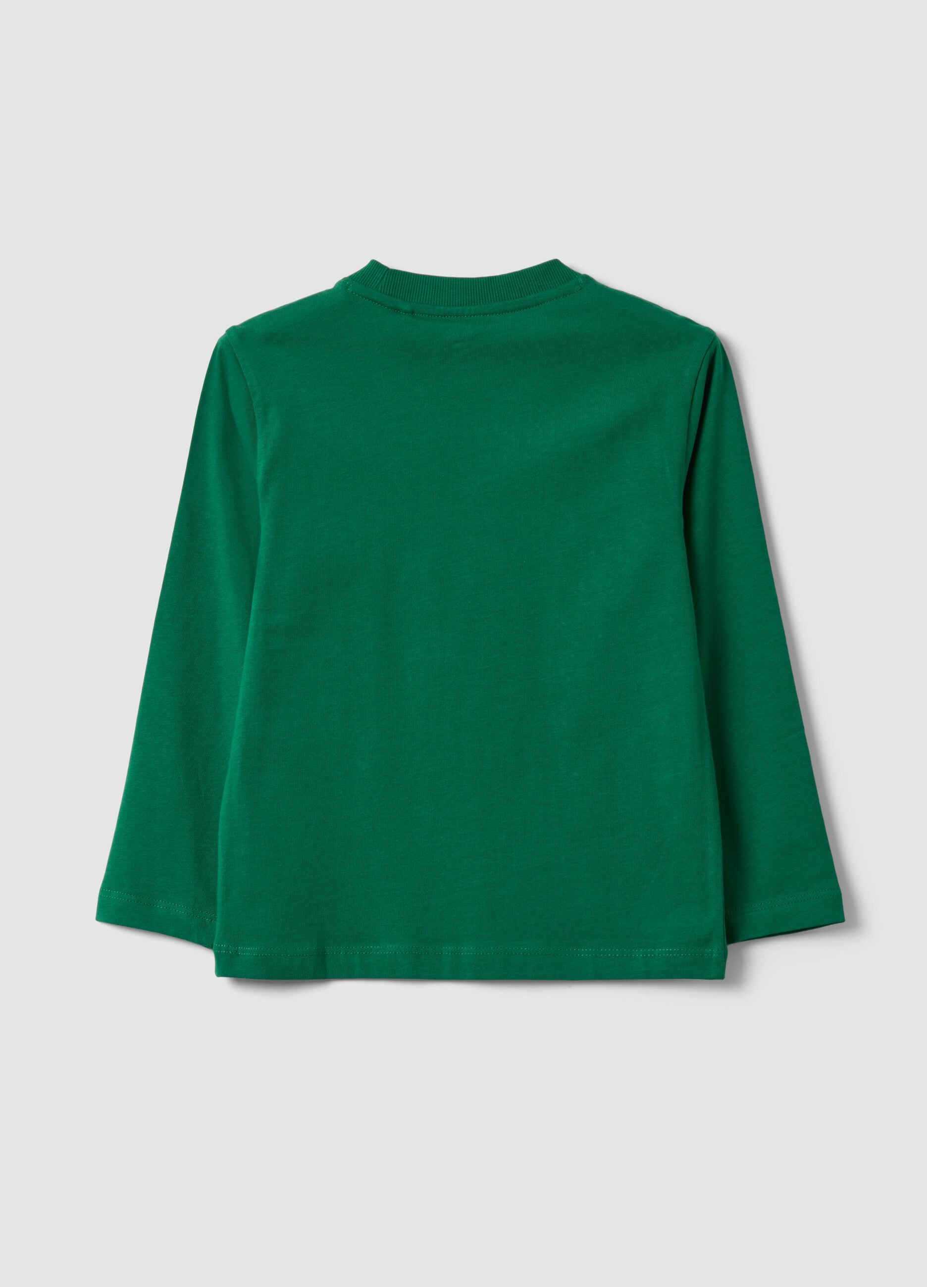 Green crew-neck T-shirt in pure organic cotton