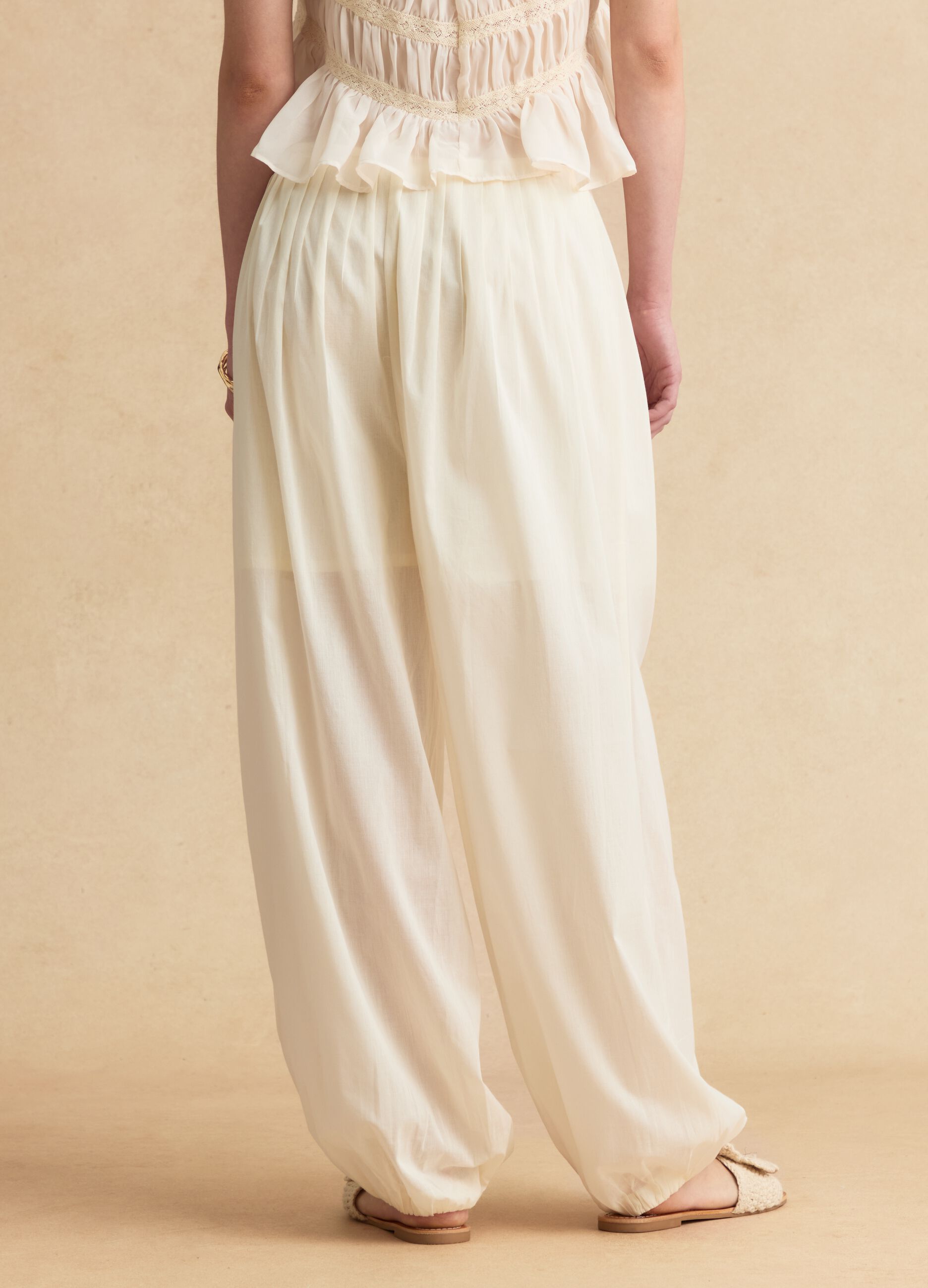 Relaxed-fit white pure cotton jogger trousers