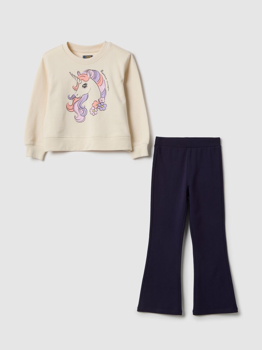 Girls' regular fit pure cotton multicolour jogger set_0