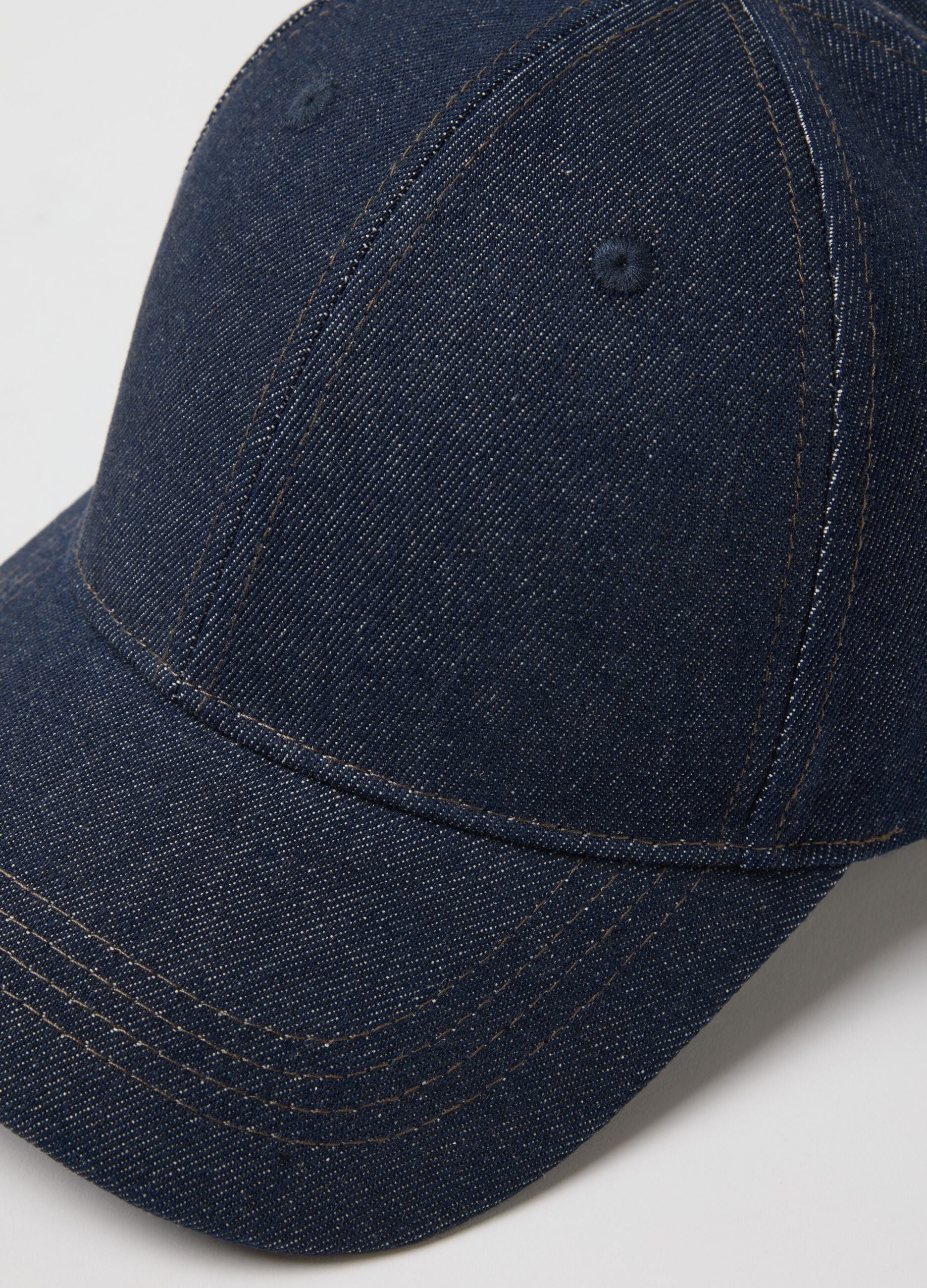 Pure denim blue cotton baseball cap